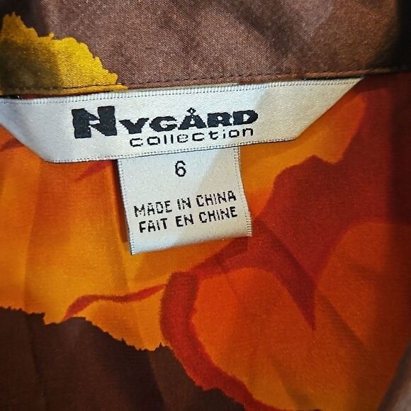 Nygard Collection brown floral silk top size 6 - Picture 9 of 11